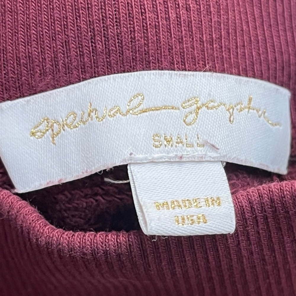 Spiritual Gangster Burgundy mock neck slight cropped sweatshirt maroon - Picture 4 of 5